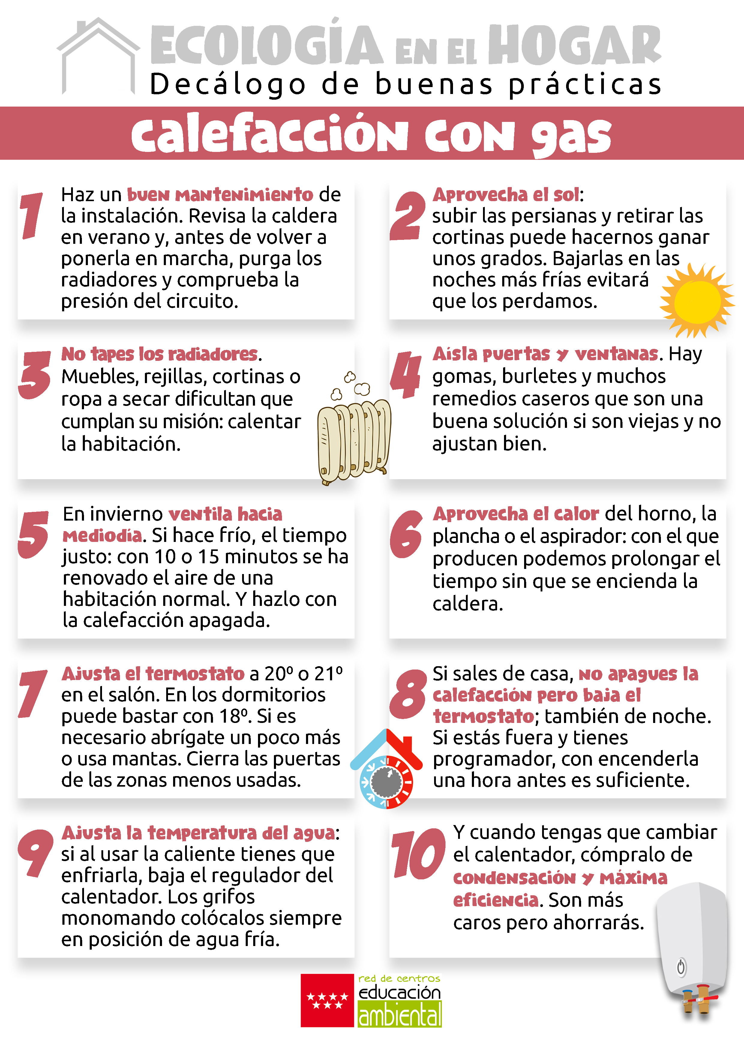 Ecología en el hogar Decálogo calefacción de gas