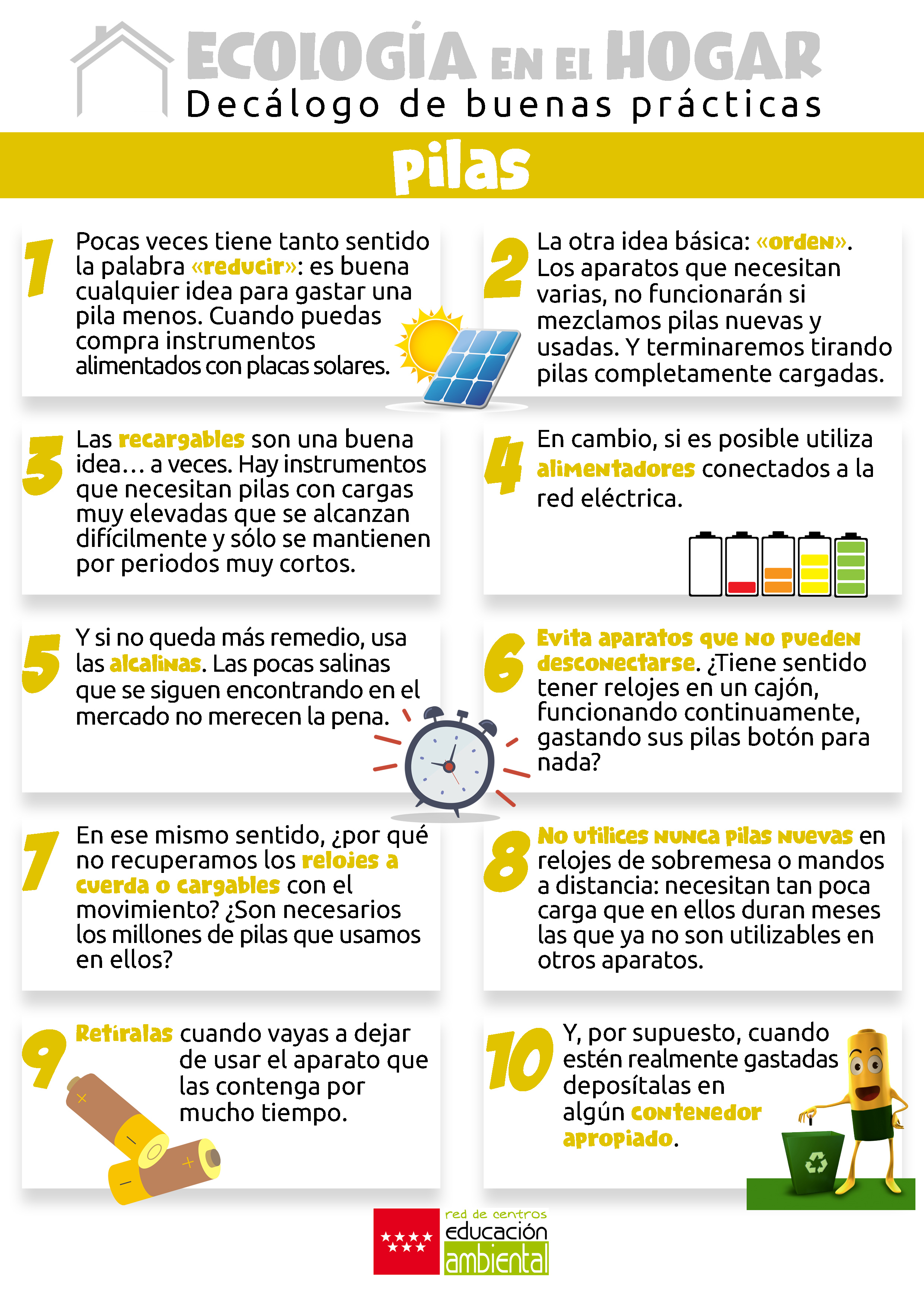 Ecología en el hogar Decálogo pilas