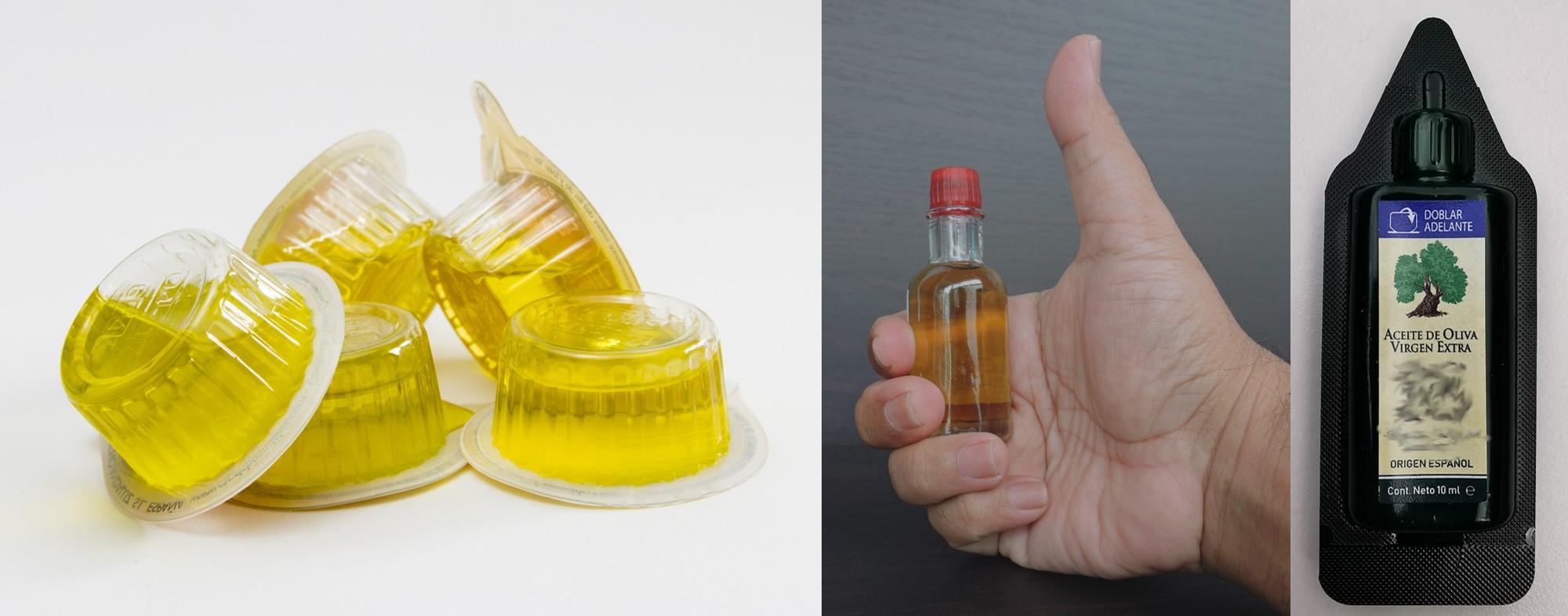 Aceites de oliva en monodosis: pequeños cacitos y minibotellas