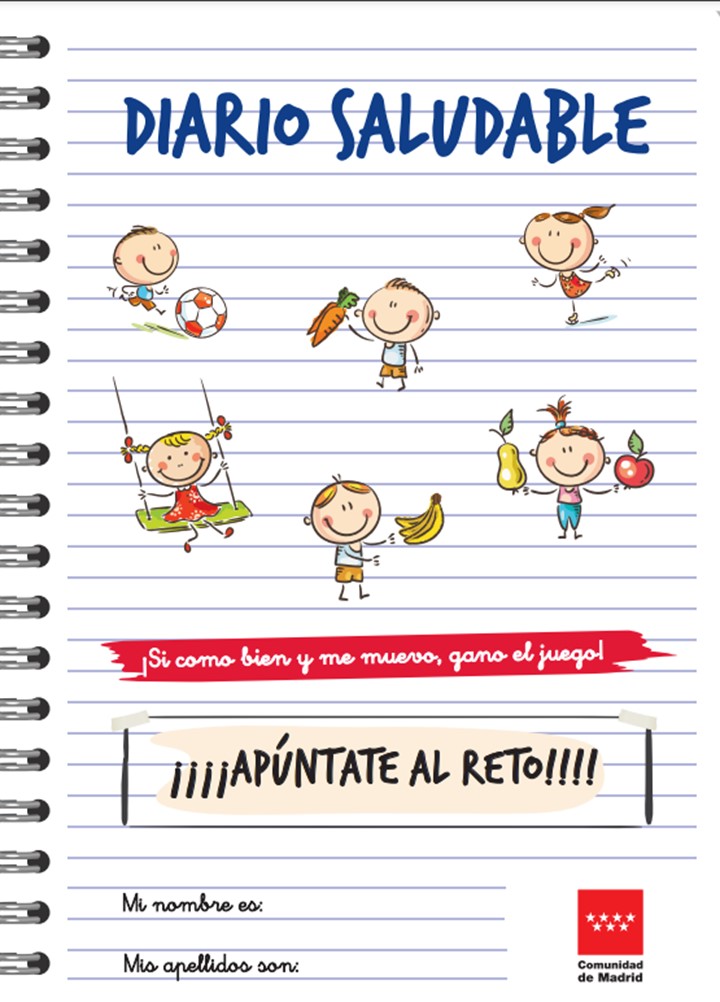 Dibujos de niños realizando actividades Frase Si como bien y me muevo, gano el juego