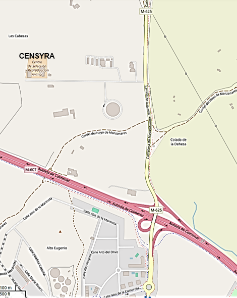 Mapa para llegar al CENSYRA del IMIDRA en Colmenar Viejo