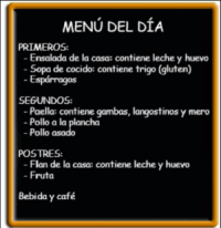 Pizarra con el menú del día de un restaurante